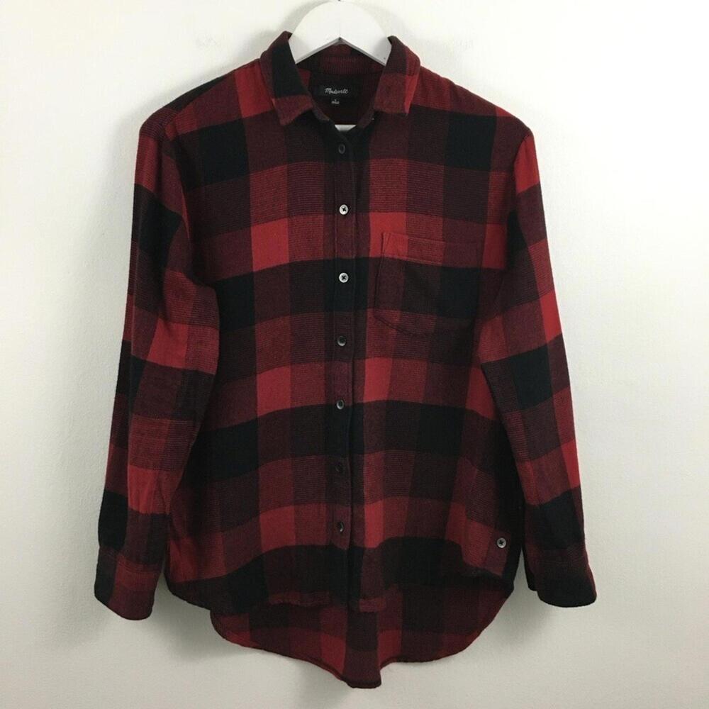 Madewell Women’s Flannel Oversized Ex-boyfriend Buffalo Check Shirt Size S